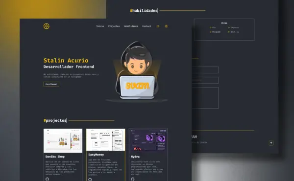 Mi portafolio web donde encontrarás mi trabajo y habilidades en diseño, desarrollo y tecnología, con ejemplos de proyectos anteriores.